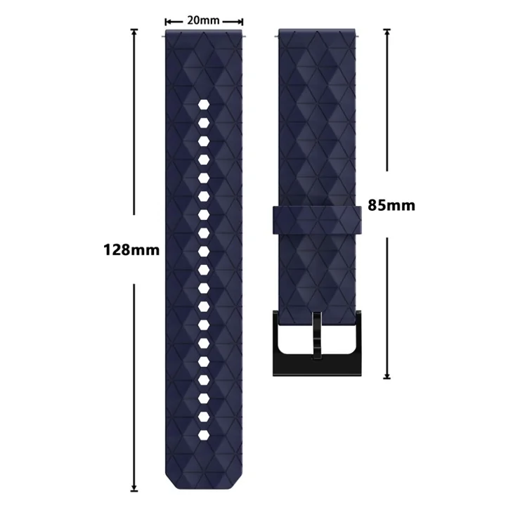 For Samsung Galaxy Watch 5 / Huawei Watch GT Football Pattern Silicone Watch Strap 20mm Universal Replacement Wrist Band - Navy Blue