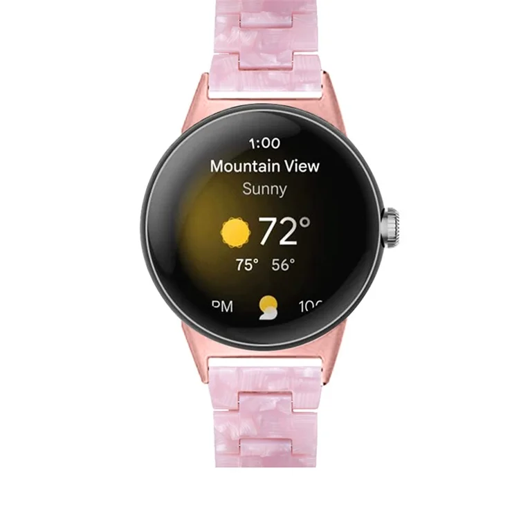 For Google Pixel Watch 3 41mm / Watch 2 / Pixel Watch Quick Release Resin Watch Band Replacement Polished 20mm Watch Strap - Pink