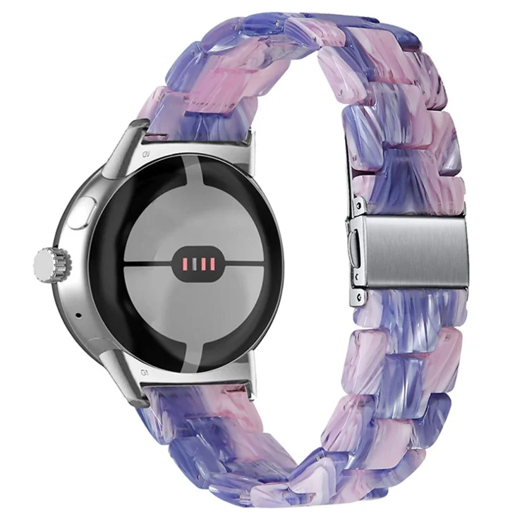For Google Pixel Watch 3 41mm / Watch 2 / Pixel Watch Quick Release Resin Watch Band Replacement Polished 20mm Watch Strap - Purple / Pink