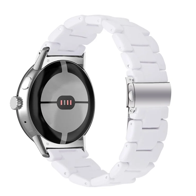 For Google Pixel Watch 3 41mm / Watch 2 / Pixel Watch Slim Light Resin Band Sport Strap Bracelet with Stainless Steel Buckle - White