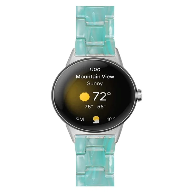 For Google Pixel Watch 3 41mm / Watch 2 / Pixel Watch Slim Light Resin Band Sport Strap Bracelet with Stainless Steel Buckle - Emerald Green