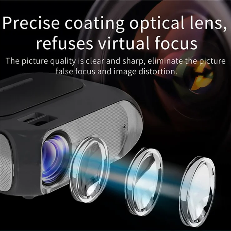 T7 1080P HD Video Mini Projector Portable 200ANSI Movie Projector with Synchronize Smartphone Screen Function - US Plug