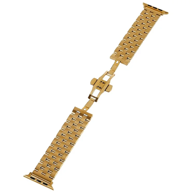 Watch Strap for Apple Watch Series 10 42mm / 9 8 7 41mm / SE (2023) SE (2022) SE 6 5 4 40mm / 3 2 1 38mm 5-Beads Stainless Steel Metal Wristband - Gold