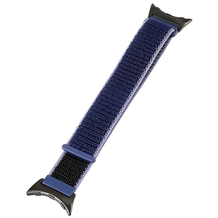 For Google Pixel Watch 2 / Pixel Watch Breathable Nylon Weave Strap Sport Loop Replacement Watch Band with Black Metal Connector - Blue