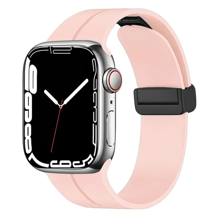 Watch Strap for Apple Watch Series 10 42mm / 9 8 7 41mm / SE (2023) SE (2022) SE 6 5 4 40mm / 3 2 1 38mm Silicone Sport Band with Magnetic Folding Buckle - Pink