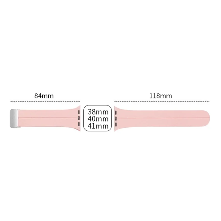 Watch Strap for Apple Watch Series 10 42mm / 9 8 7 41mm / SE (2023) SE (2022) SE 6 5 4 40mm / 3 2 1 38mm Silicone Sport Band with Magnetic Folding Buckle - Pink