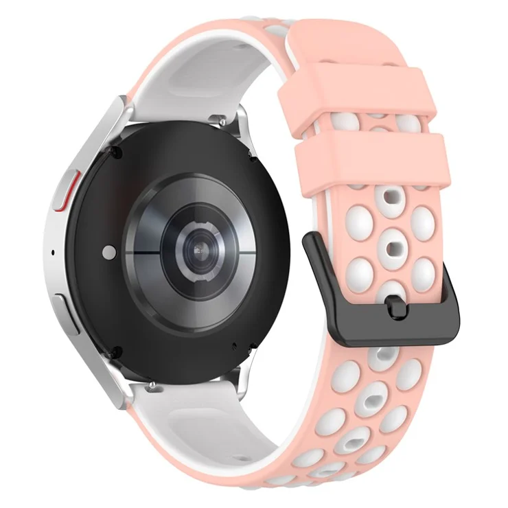For Garmin Forerunner 255 / 745 Universal 22mm Bi-color Soft Silicone Watch Band Big Hole Design Watch Strap - Pink / White