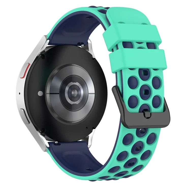 For Garmin Forerunner 255 / 745 Universal 22mm Bi-color Soft Silicone Watch Band Big Hole Design Watch Strap - Teal / Midnight Blue