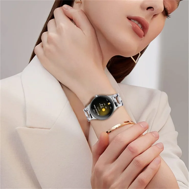 For Google Pixel Watch 2 / Pixel Watch D Shape Resin Band Bracelet Stainless Steel Buckle Replacement Strap - Black White Mix