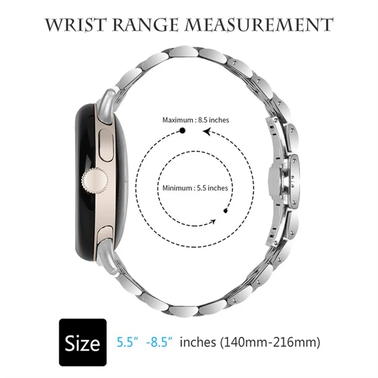 For Google Pixel Watch 2 / Pixel Watch Luxury 7 Beads Stainless Steel Smart Watch Band Stylish Replacement Wrist Strap - Silver