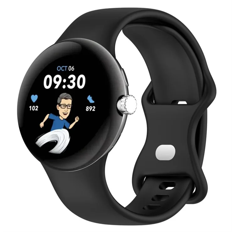 For Google Pixel Watch 3 41mm / Watch 2 / Pixel Watch Silicone Watch Band Bracelet Replacement Wristband Smart Watch Strap - Black