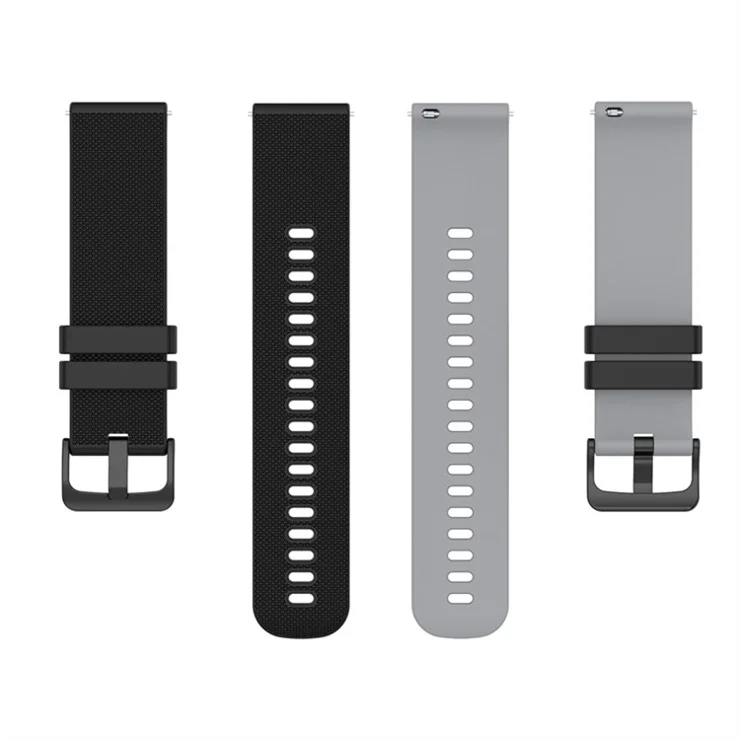 For Huawei Watch GT 3 42mm / Watch GT 2 42mm / Samsung Galaxy Watch 5 / Watch 5 Pro 45mm Grid Texture Watch Strap 20mm Dual-color Silicone Replacement Watch Band - Black / Grey