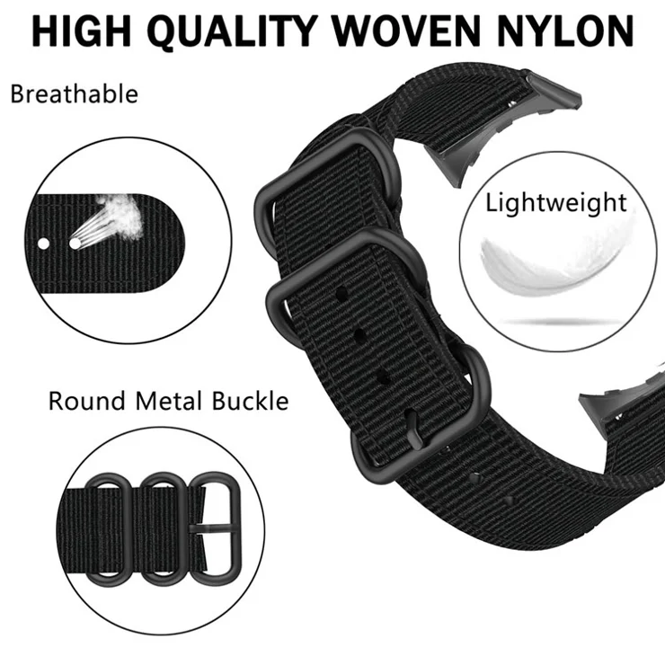 For Google Pixel Watch 2 / Pixel Watch Nylon Strap Adjustable Watchband Smart Bracelet Breathable Band with Loop Buckle for Women / Men - Black