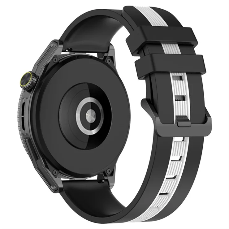 For Huawei Watch GT 3 42mm / Watch GT Silicone Watch Band Width 20mm Dual Color Soft Strap - Black / White