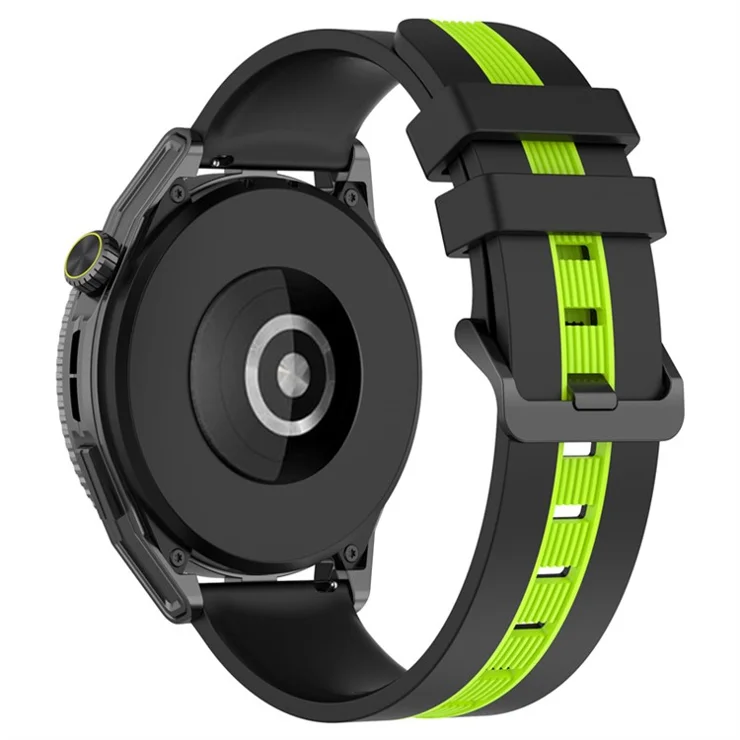 For Huawei Watch GT 3 42mm / Watch GT Silicone Watch Band Width 20mm Dual Color Soft Strap - Black / Lime