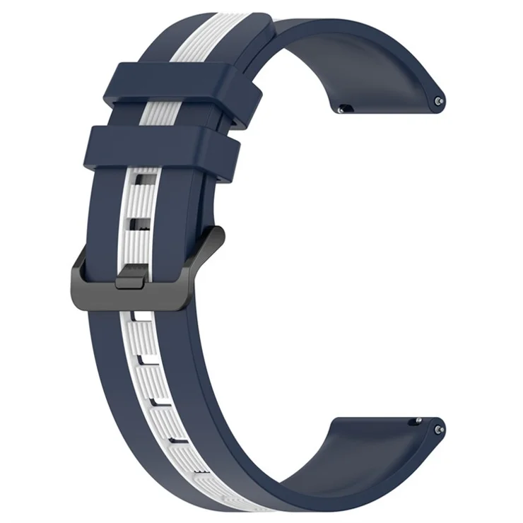 For Huawei Watch GT 3 42mm / Watch GT Silicone Watch Band Width 20mm Dual Color Soft Strap - Midnight Blue / White