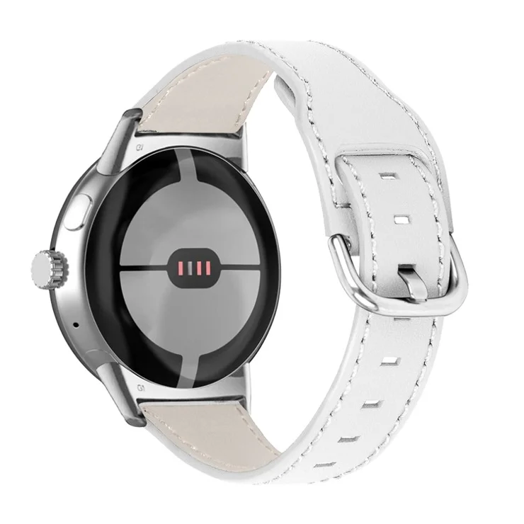 For Google Pixel Watch 2 / Pixel Watch Genuine Cowhide Leather Watch Band Replacement Smart Bracelet Strap - White