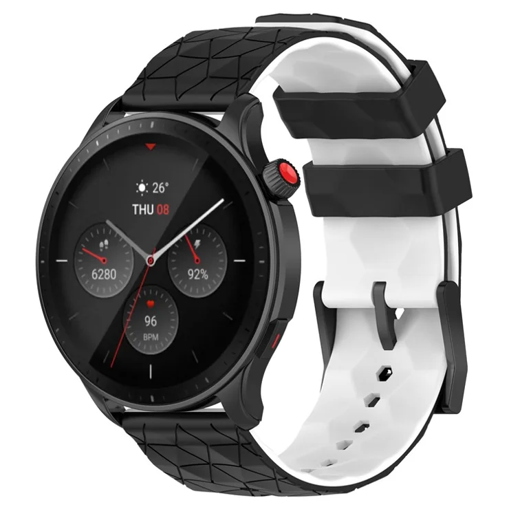 Silicone Watch Bands for Garmin Move Trend , 20mm Dual Color Football Pattern Sports Strap - Black / White