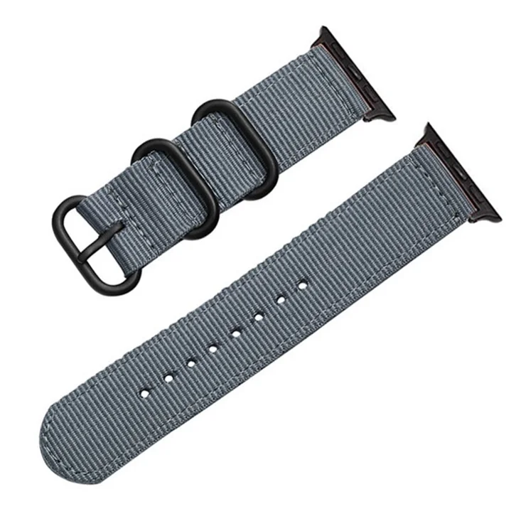 Nylon Watch Band for Apple Watch Series 10 46mm / Ultra 2 Ultra 49mm / Series 9 8 7 45mm / 6 5 4 SE (2023) SE (2022) SE 44mm / 3 2 1 42mm Three Loops Sport Breathable Strap - Grey