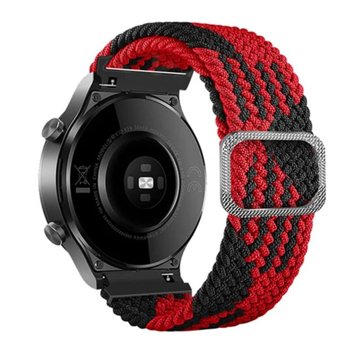For Samsung Galaxy Watch3 45mm / Huami Amazfit Pace / Stratos Watch Strap 22mm Nylon Watch Band with Buckle - Red / Black