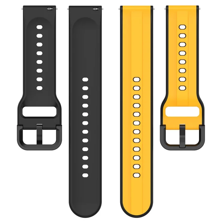 For Samsung Galaxy Watch3 41mm 45mm / Huawei Watch 3 Soft Silicone Watch Band 22mm Dual Color Watch Strap Replacement - Yellow / Black