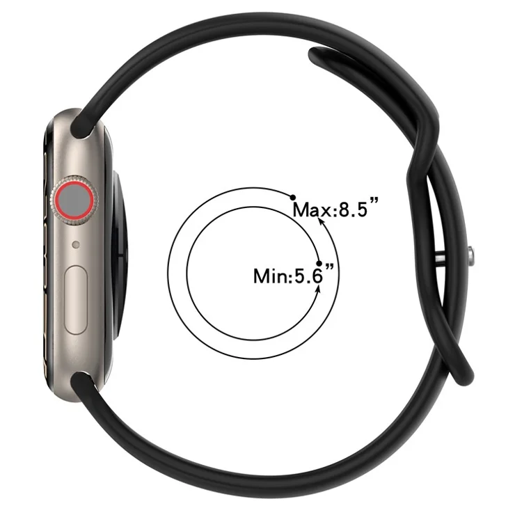 For Apple Watch Series 10 46mm / Ultra 2 Ultra 49mm / Series 9 8 7 45mm / 6 5 4 SE (2023) SE (2022) SE 44mm / 3 2 1 42mm Watch Strap Dual Color Silicone Watch Band - Black / Grey