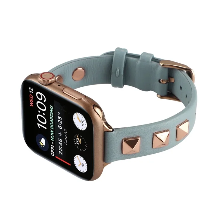 Watch Strap for Apple Watch Series 10 42mm / 9 8 7 41mm / SE (2023) SE (2022) SE 6 5 4 40mm / 3 2 1 38mm Genuine Leather Watch Strap Replacement - Baby Blue