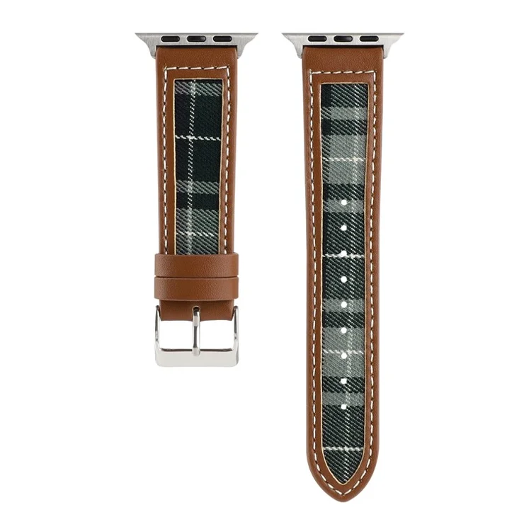 For Apple Watch Series 10 46mm / Ultra 2 Ultra 49mm / Series 9 8 7 45mm / 6 5 4 SE (2023) SE (2022) SE 44mm / 3 2 1 42mm Smartwatch Strap Cloth+Leather Band - Style B