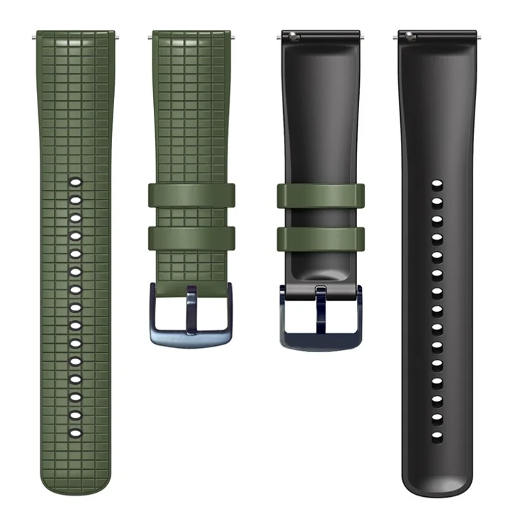 Quick Release Watch Band For Huawei Watch Buds / GT3 SE / GT3 Pro , Grids Texture 22mm Dual-color Silicone Straps - Army Green / Black