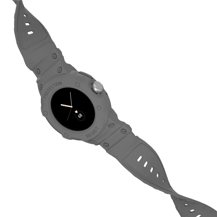 For Google Pixel Watch 2 / Pixel Watch Integrated Design Soft TPU Replacement Watch Strap with Watch Case - Grey