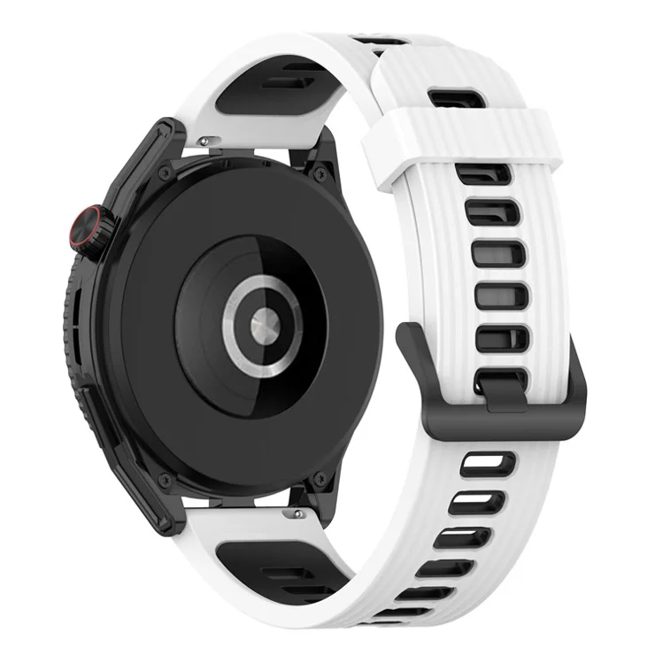 For Huawei Watch GT 3 SE / Samsung Galaxy Watch3 45mm Silicone Watch Band 22mm Dual Color Stripes Wrist Strap - White / Black