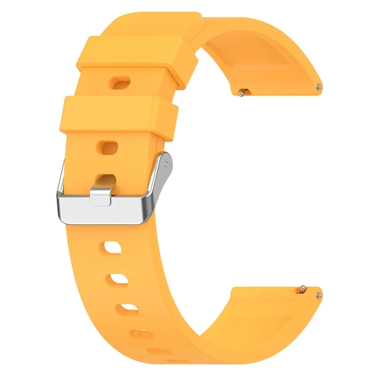 For OnePlus Nord Watch Silicone Watch Strap Adjustable Watch Band with Silver Stainless Steel Buckle - Yellow