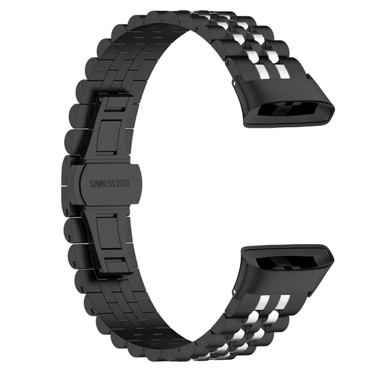 Watch Band for Xiaomi Redmi Watch 3 / Mi Watch Lite 3 , 5 Beads Stainless Steel Watch Strap Replacement with Tool - Black / Silver B