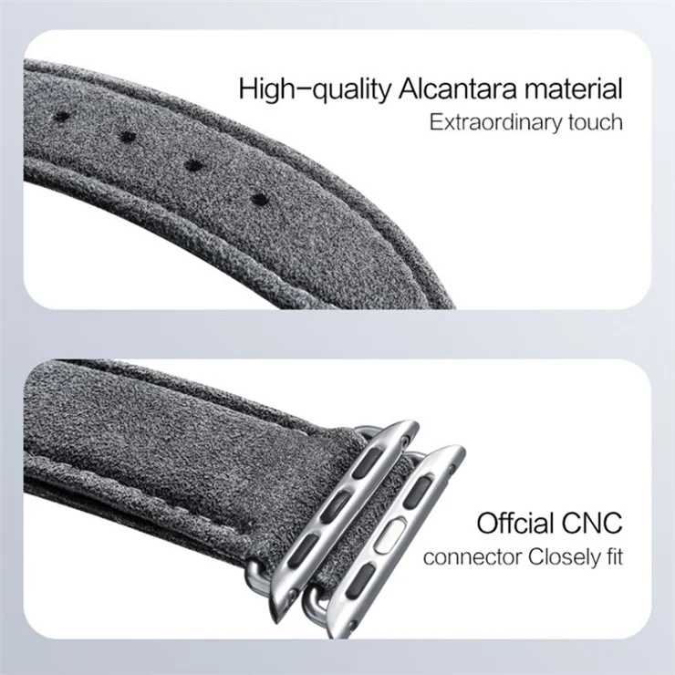 For Apple Watch Series 10 46mm / Ultra 2 Ultra 49mm / Series 9 8 7 45mm / 6 5 4 SE (2023) SE (2022) SE 44mm / 3 2 1 42mm Watch Band Suede Leather Watch Strap - Navy Blue