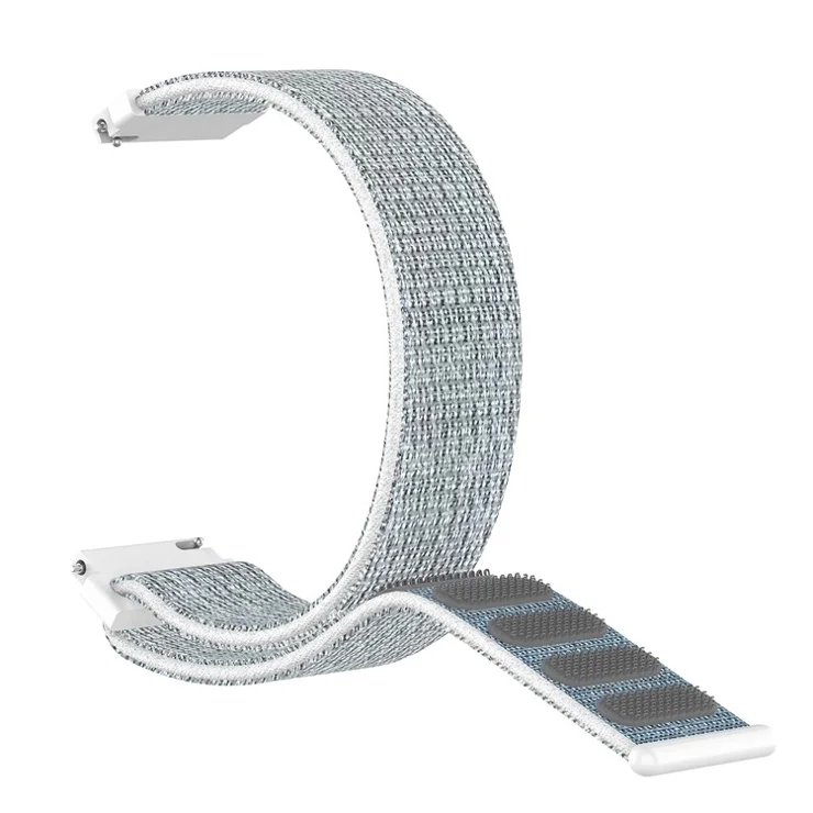 For Garmin Forerunner 265S / 255S / Venu 2S Wrist Band 18mm Universal Nylon Adjustable Watch Strap - Grey / White