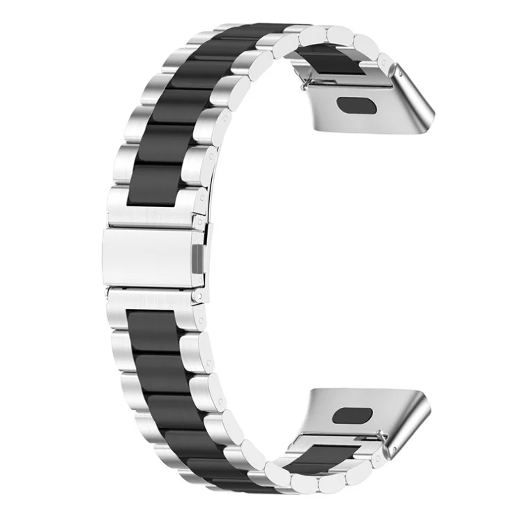 For Xiaomi Redmi Watch 3 / Mi Watch Lite 3 Watch Band 3 Beads Stainless Steel Metal Strap with Case+Tool - Silver+Black+Silver