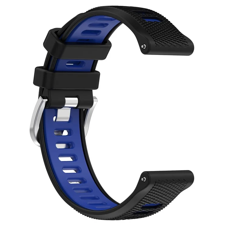 For Huami Amazfit GTR Mini / Bip 3 / Bip 3 Pro Silicone Watch Band 20mm Cross Stripe Dual-color Strap - Black+Blue