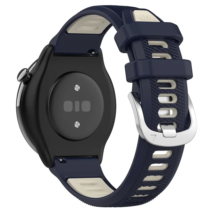 For Huami Amazfit GTR Mini / Bip 3 / Bip 3 Pro Silicone Watch Band 20mm Cross Stripe Dual-color Strap - Midnight Blue+Starlight