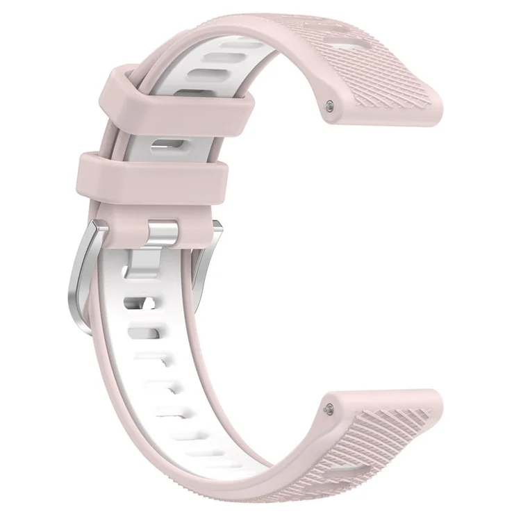 22mm Watch Band for Garmin Forerunner 265 / Honor Watch GS 3i , Silicone Cross Stripe Dual-color Strap Replacement - Pink+White
