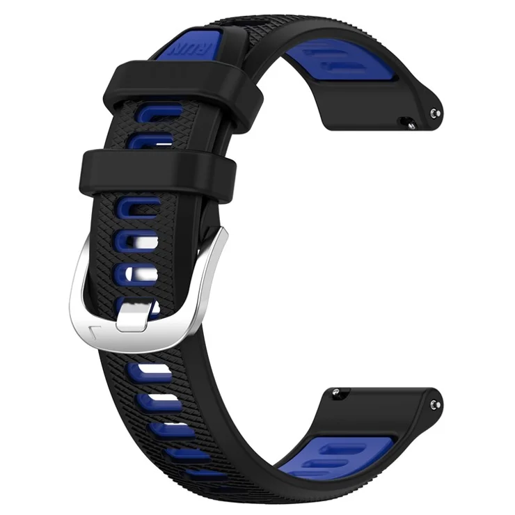 Silicone Watch Bands for Garmin Forerunner 265S / 255S / Venu 2S , 18mm Cross Stripe Dual-color Waterproof Strap - Black+Blue