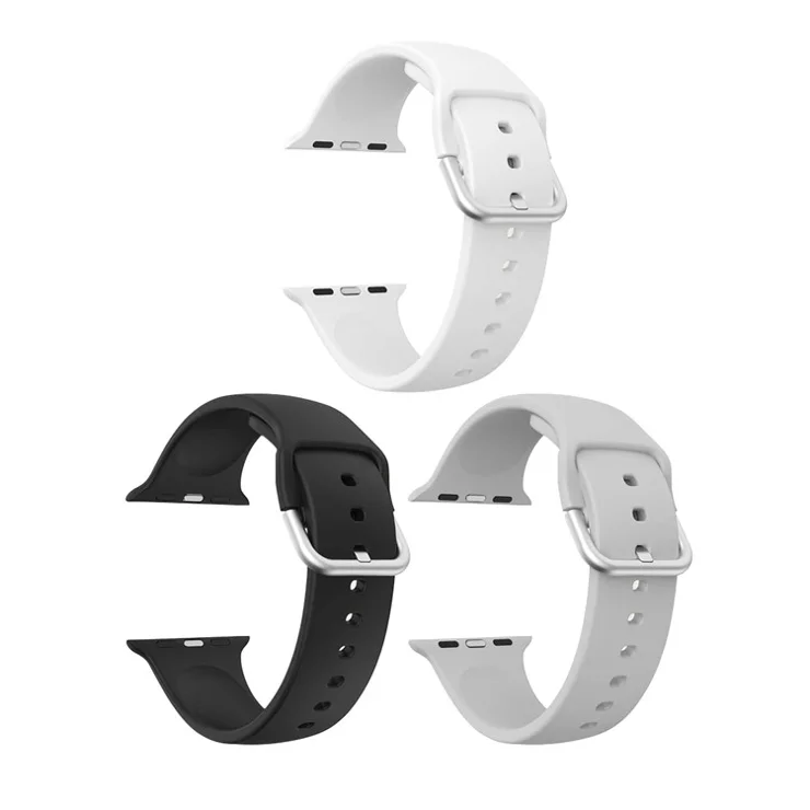 3Pcs Watch Band for Apple Watch Ultra 49mm Soft Silicone Strap Replacement - White+Black+Light Grey
