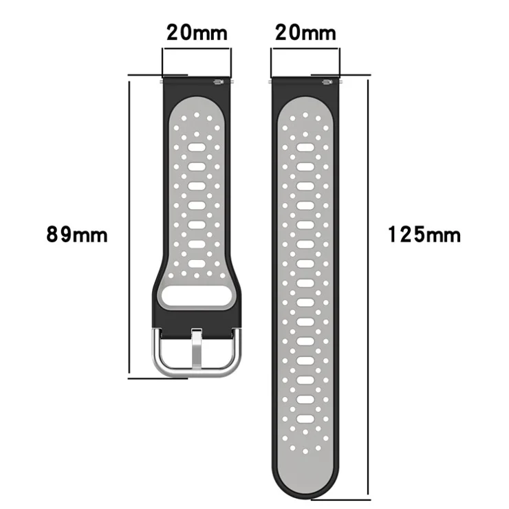 For Samsung Galaxy Watch6 40mm 44mm / Watch6 Classic 43mm 47mm / Watch 5 40mm 44mm / Watch4 40mm 44mm Dual Color Silicone Watch Band 20mm Replacement Strap - Black / White