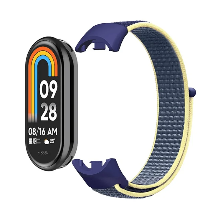 ENKAY HAT-PRINCE For Xiaomi Smart Band 9 NFC / 9 / 8 NFC / 8 Nylon Watch Band with PMMA Screen Film - Black