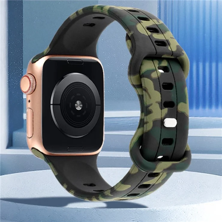 Watch Strap for Apple Watch Series 10 46mm / Ultra 2 Ultra 49mm / Series 9 8 7 45mm / 6 5 4 SE (2023) SE (2022) SE 44mm / 3 2 1 42mm , Camouflage Silicone Sports Band - Light Grey