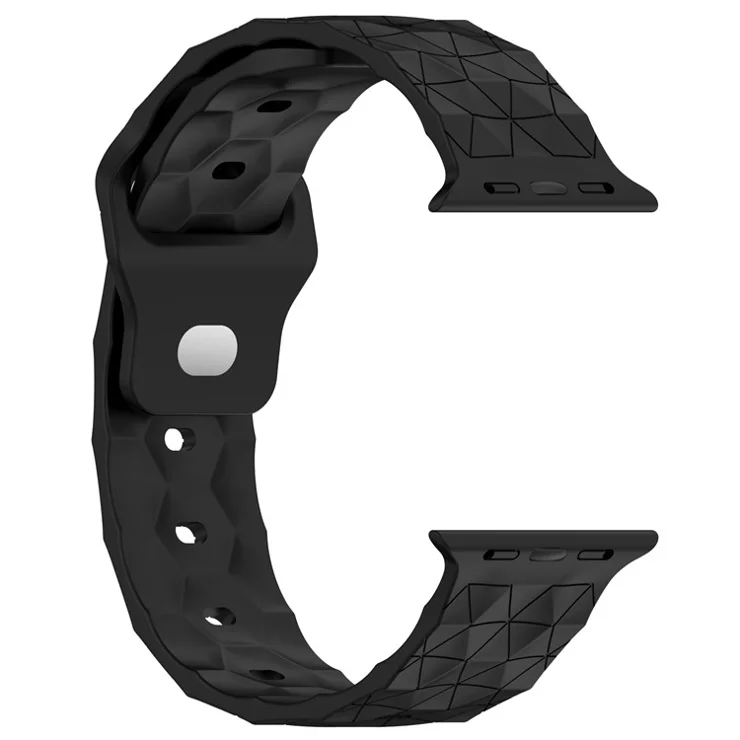Watch Strap for Apple Watch Series 10 42mm / 9 8 7 41mm / SE (2023) SE (2022) SE 6 5 4 40mm / 3 2 1 38mm Silicone Watch Band Football Pattern - Black