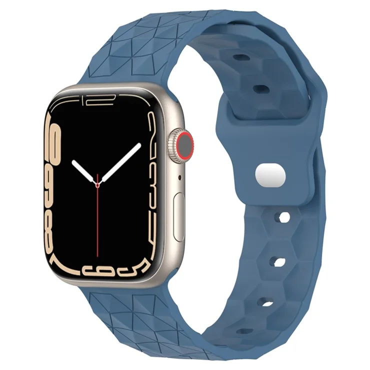 Watch Strap for Apple Watch Series 10 42mm / 9 8 7 41mm / SE (2023) SE (2022) SE 6 5 4 40mm / 3 2 1 38mm Silicone Watch Band Football Pattern - Blue