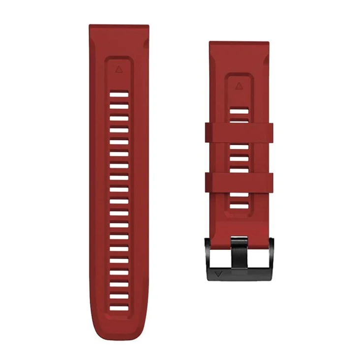 For Garmin Tactix 7 Pro / Fenix 7X / Fenix 6X Pro Silicone Watch Strap 26mm Wrist Band with Black Buckle - Red