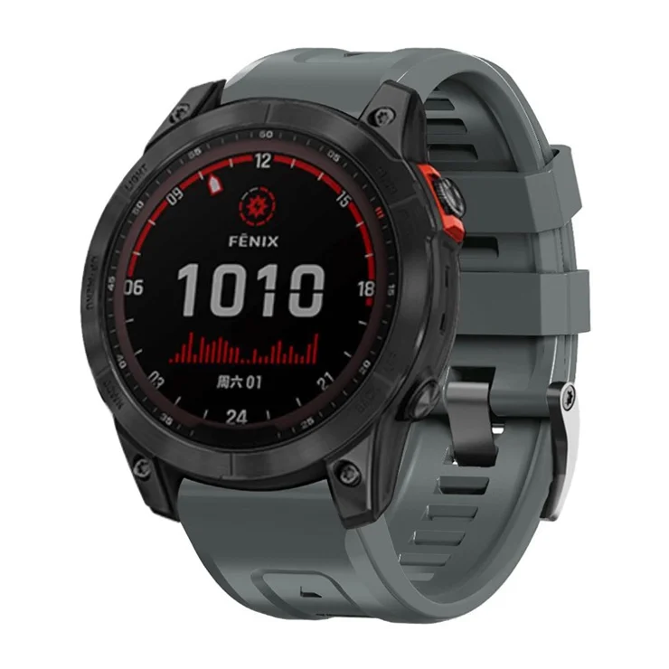 Silicone Watch Band for Garmin Forerunner 965 / 955 / 945 / 935 Waterproof Soft Strap with Black Buckle - Grey