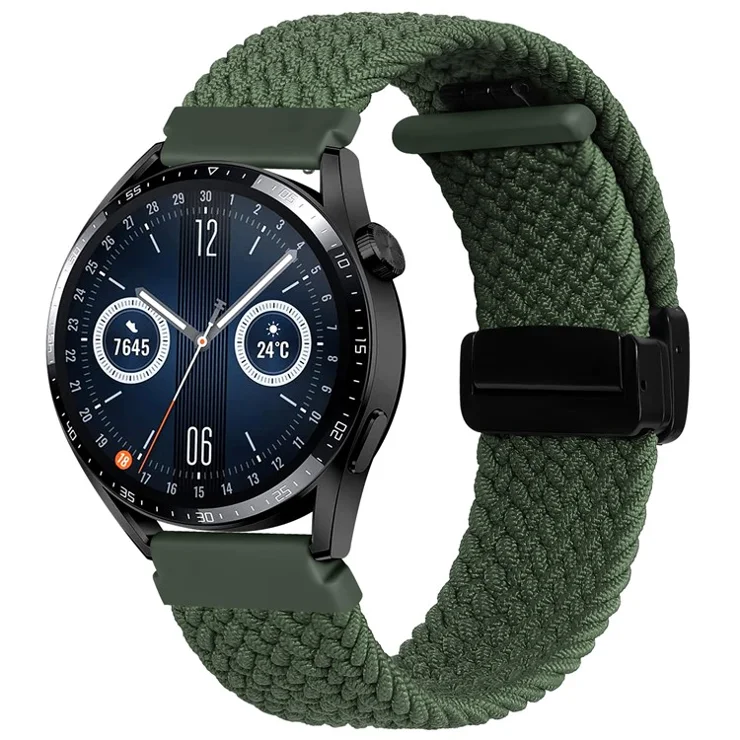 Nylon Watch Bands for Garmin vivomove Trend / Style / Luxe , 20mm Folding Buckle Adjustable Braided Strap - Green