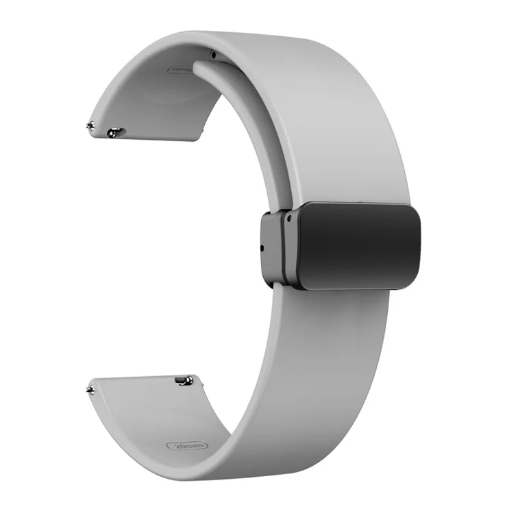 For Garmin Venu / Venu Sq / Venu Sq 2 / Venu 2 Plus Watch Band 20mm Silicone Wrist Strap with Magnetic Folding Black Buckle - Light Grey